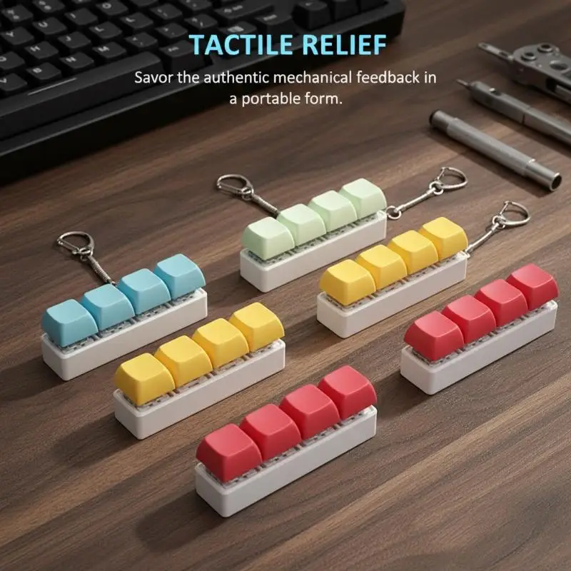 4-point button keycap keychain toy stress reducing adult toy keychain 4-point keyboard Fidget small tool toy DIY keyboard