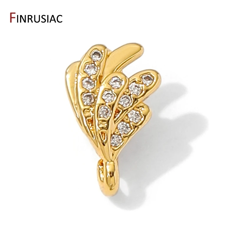 18K Gold Plated Brass With Zircon Pendant Pinch Clip,Wing Shape Pendant Pinch Bail,Bail For Jewelry,Jewelry Making Supplies