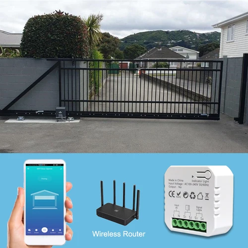 Imagen 2 del producto Tuya Smart Life WiFi Swing Gate Puerta corrediza Controlador de apertura motorizado Contacto seco 240V App Control remoto y alerta Smart Home Security Control de voz con Google Home Alexa