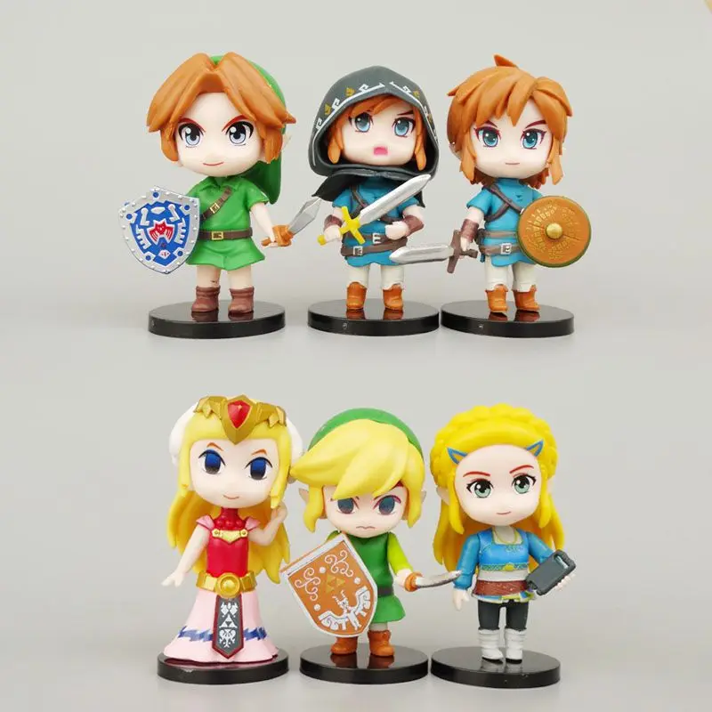 

6pcs/set Game The Legend of Zelda Link Cute PVC Action Figure Toys About 10 cm Princess