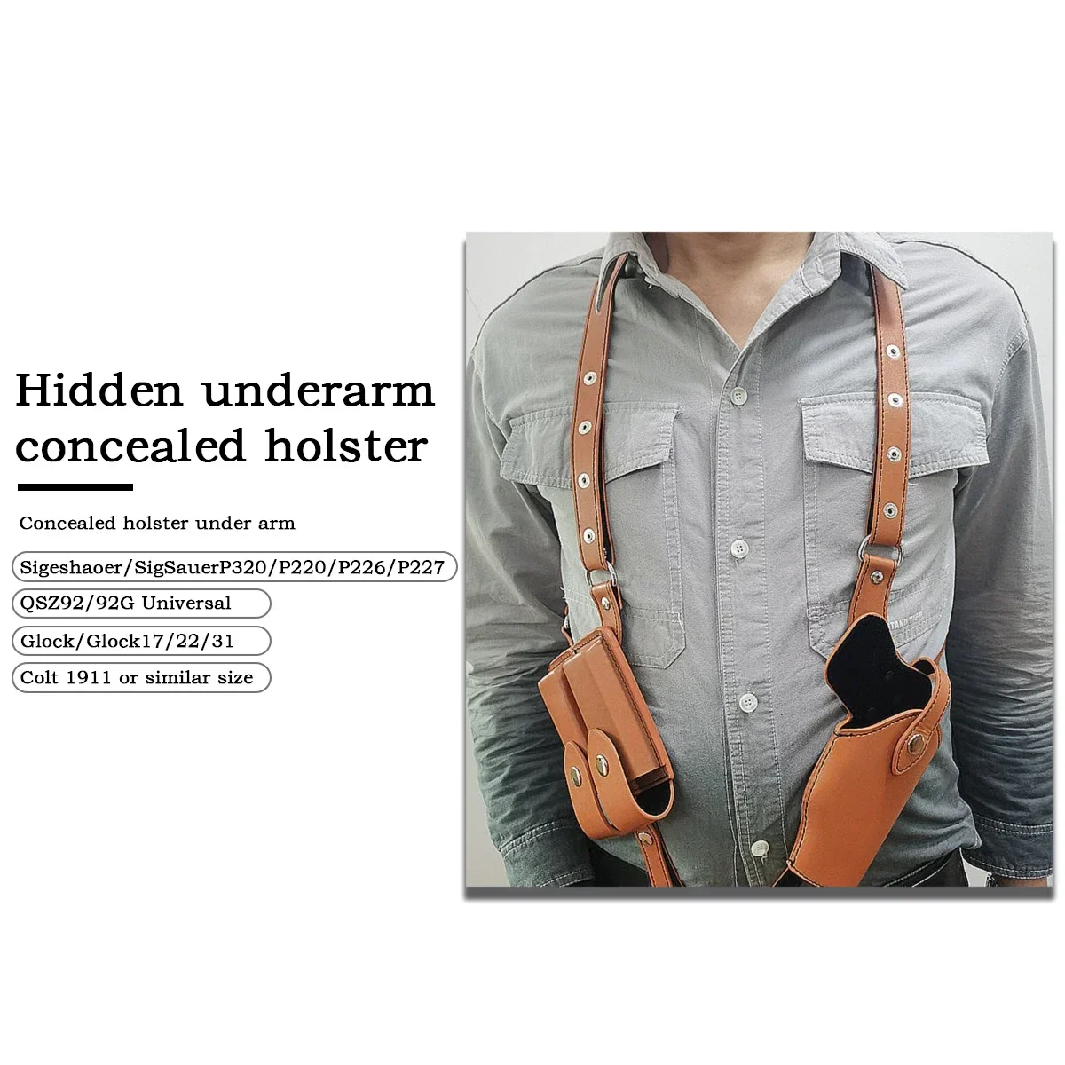 Taktisches Stealth-Holster Doppel-Magazintasche Versteckte Taschen Zubehör Schulter-Unterarm-Verdecktes Waffenholster – Detail 7