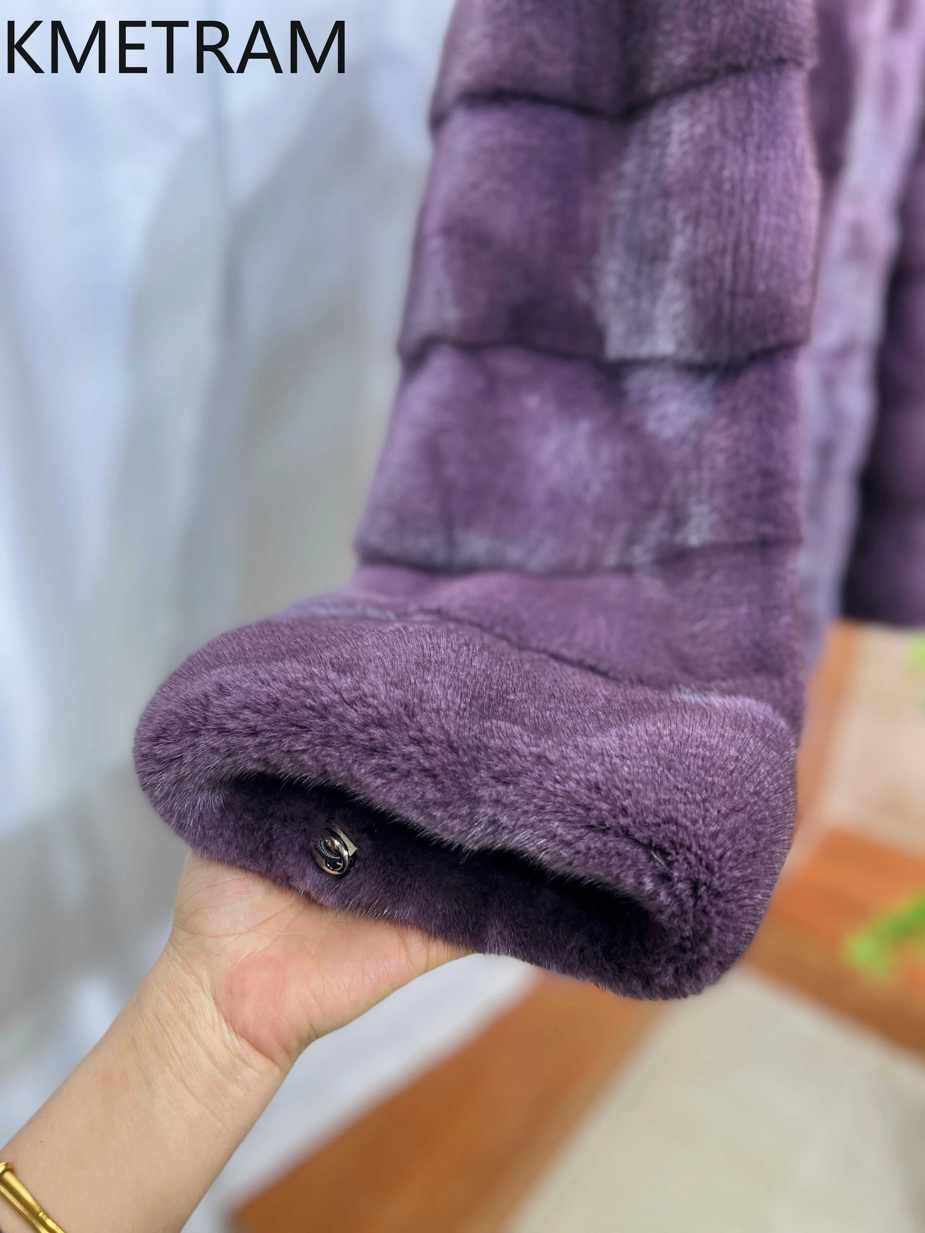 100% Whole Mink Fur Coat Woman Luxury V-neck Purple Real Fur Jacket Women High Quality Winter Clothes Furry Jackets 2025 шуба