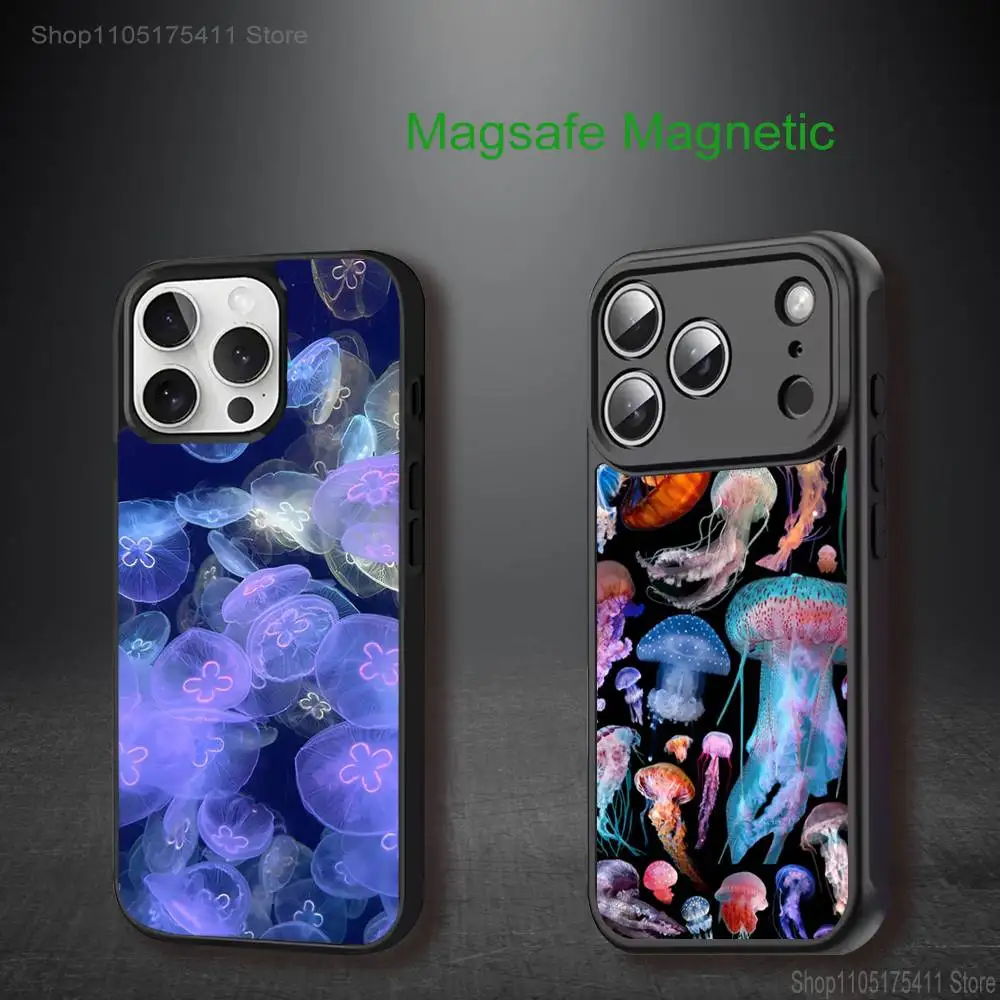 

J-Jellyfish Sea Ocean Phone Case For iPhone 17,16,15,14,13,12,11,Pro,Max,Plus,Mini,SE4,E Magnetic Magsafe Wireless Charging