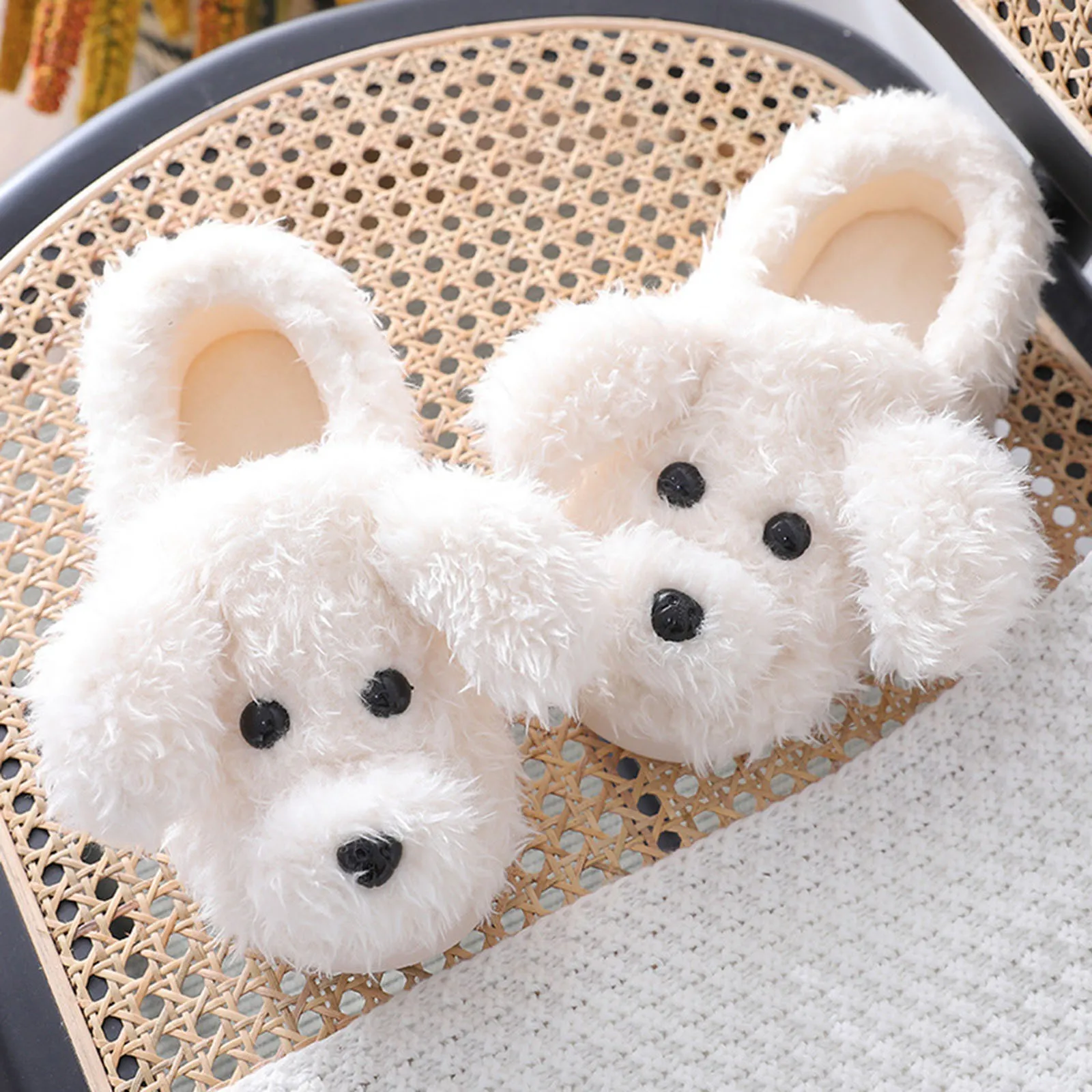 Couples Home Slippers Warm Plush Women Men Slipper Winter Shoes Indoor New Fashion Antiskid Casual Cute Cartoon Dog Slides