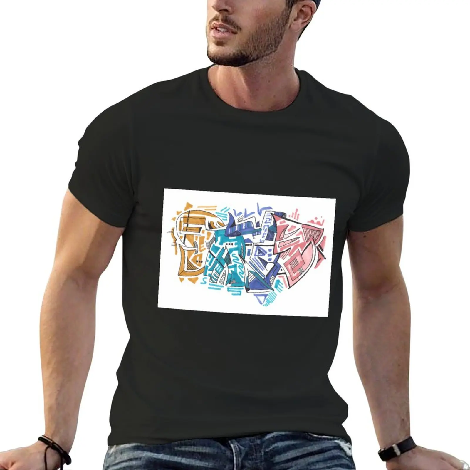 SANZ T-Shirt kawaii clothes anime figures anime t shirts boys animal print plain black t shirts men