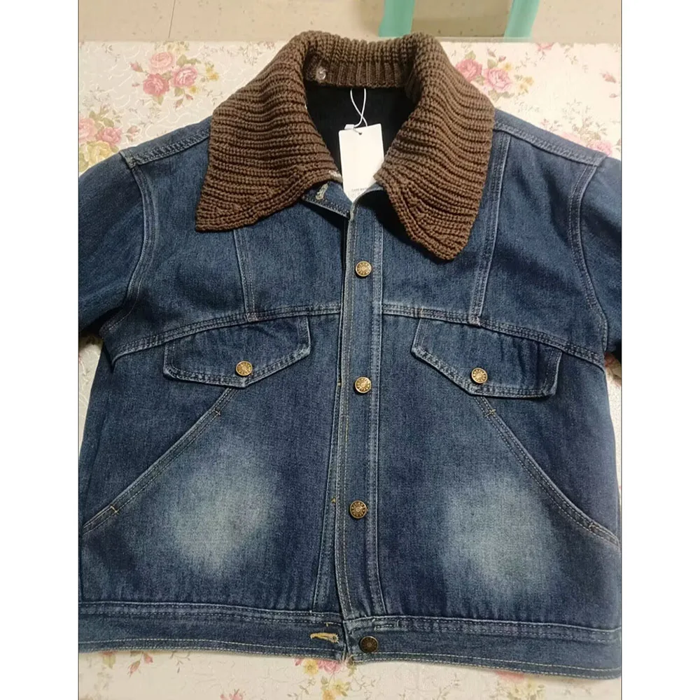 المرأة الخريف الشتاء موضة جديدة قصيرة الرجعية أفخم الدنيم معطف الإناث الكورية فضفاضة المناسب سميكة كاوبوي سترة الجينز أبلى