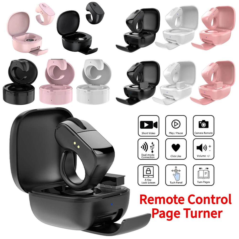 Télécommande Bluetooth en forme d'anneau, contrôle à un clic pour selfie, défilement de pages, contrôleur de bouton de doigt pour téléphone, pour liker et défilement mains libres