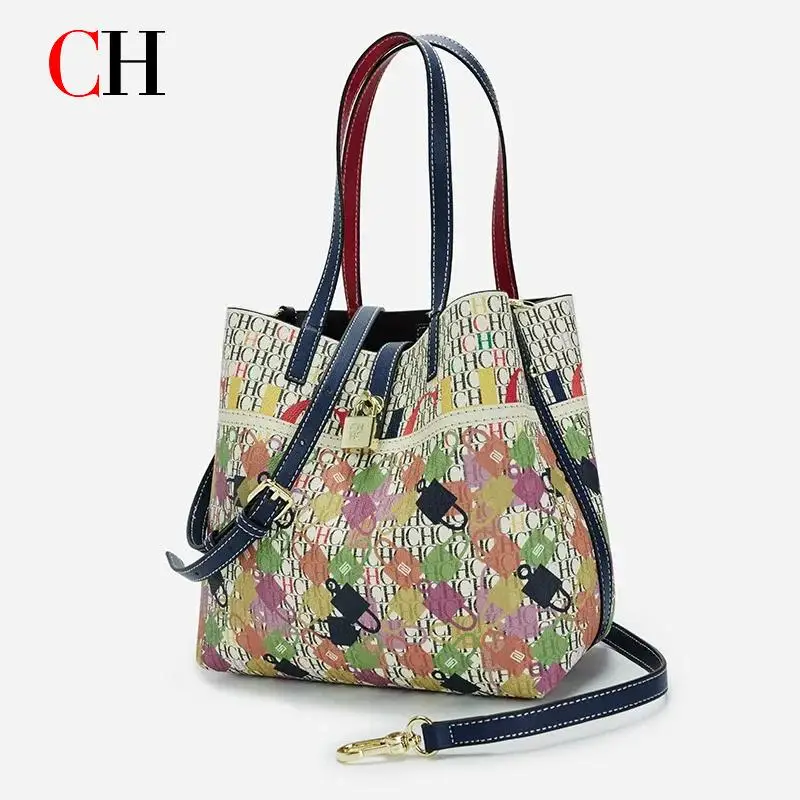 CH Women Colorful Letter Print Tote Bag Large Capacity Handbag Shoulder Crossbody Bag Fashion Casual Shopping Travel Purse