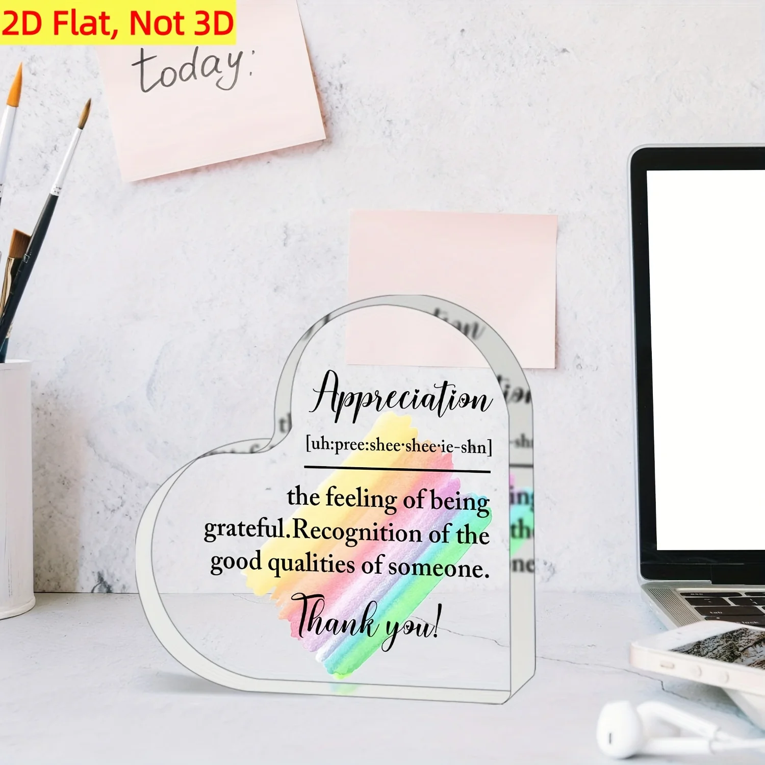Modern 2D Thank You Sign for Home & Office Decor, Teacher Nurse Gift, Christmas Birthday Appreciation, Minimalist Desktop Decora