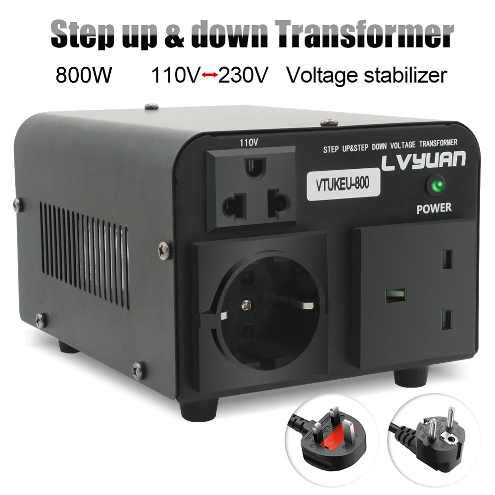 800W Voltage Transformer EU&UK Outlet Socket AC110V-220V or AC220V-110V Household Appliances Voltage Transformer