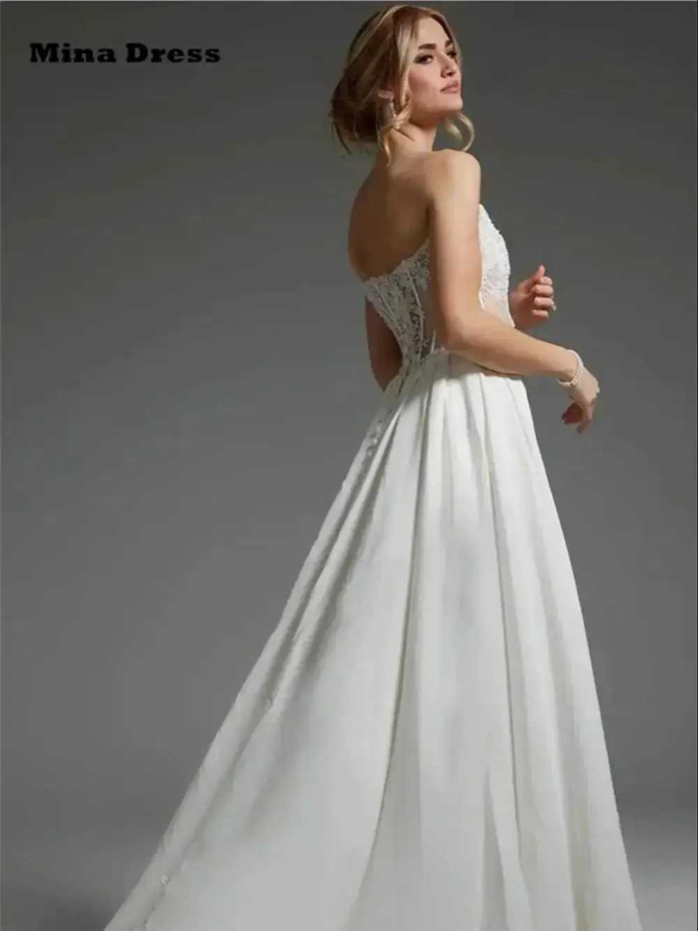 Mina-Robe de Soirée Brodée pour Femme, Tenue Luxueuse et Élégante, Fente Haute, Translucide, Sans Bretelles, Dos aux, Personnalisée