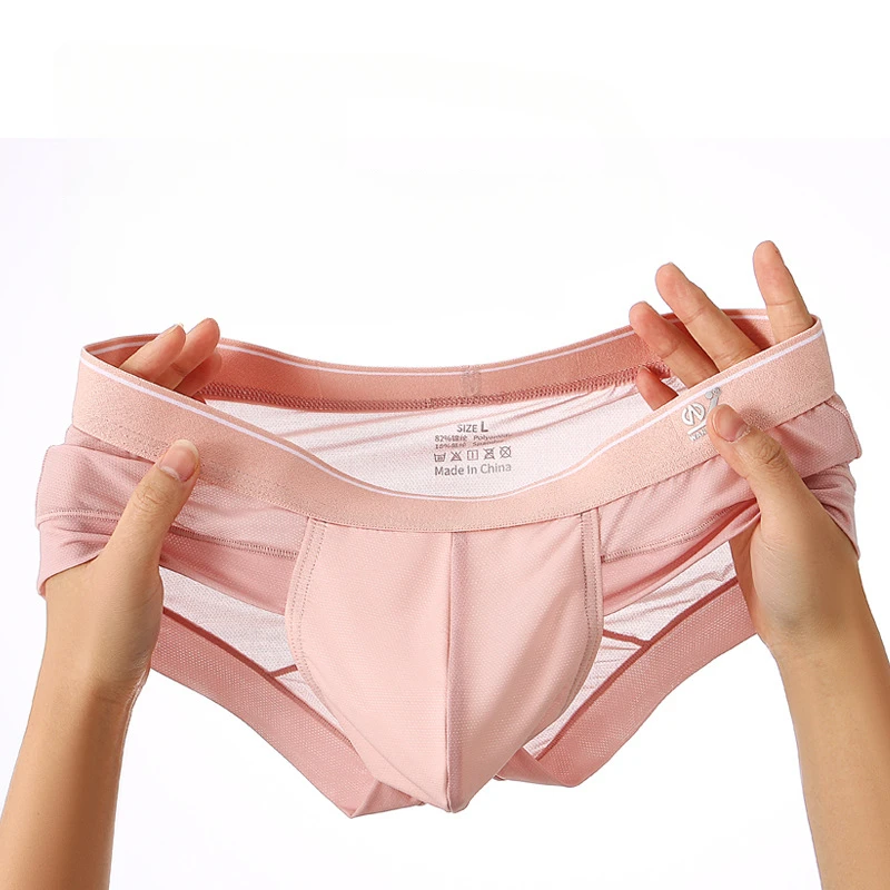 Underwear Men Ice Silk Ultra-Thin Bikini Slip Homme See-Through U Convex Pouch Slip Homme Breathable High Fork Underpants