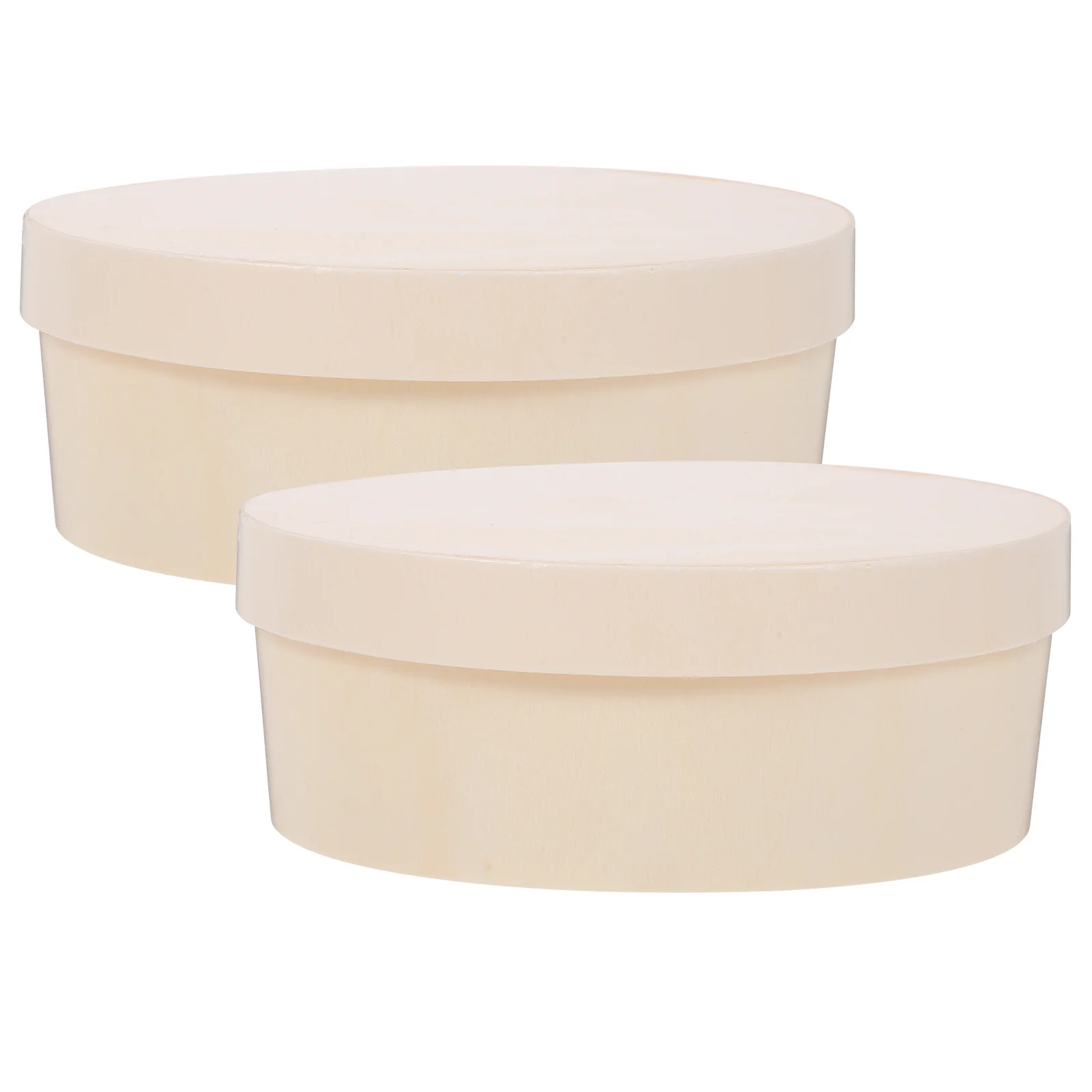 

2Pcs DIY Painting Box 14.5cm Small Round Wooden Storage Container Unfinished Solid Color Craft Gift Box for Baking Bread Cupcake
