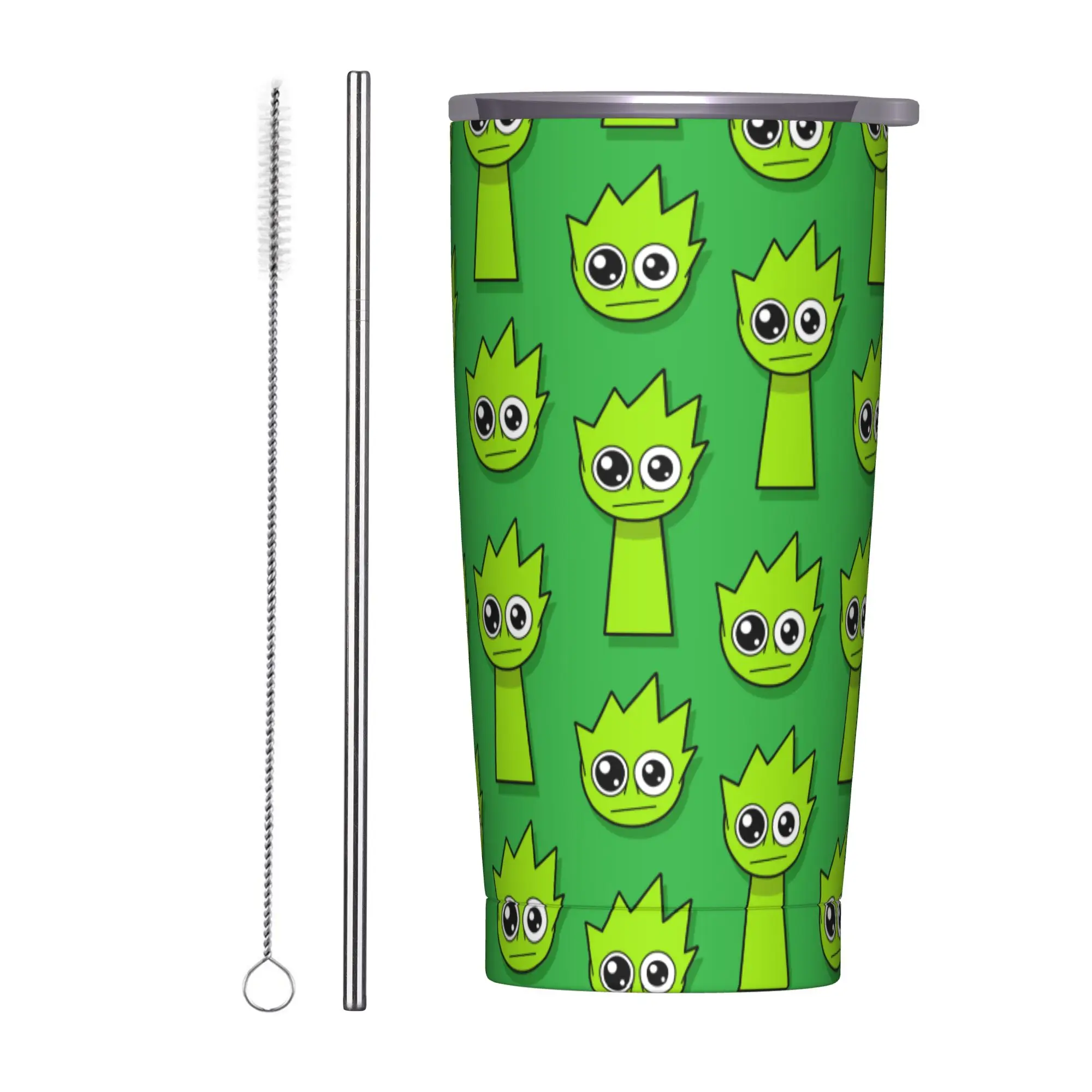 Sprunki Cartoon Anime Tumbler Vacuum Insulated  Coffee Cups with Lid Straw School Mug Spill Proof