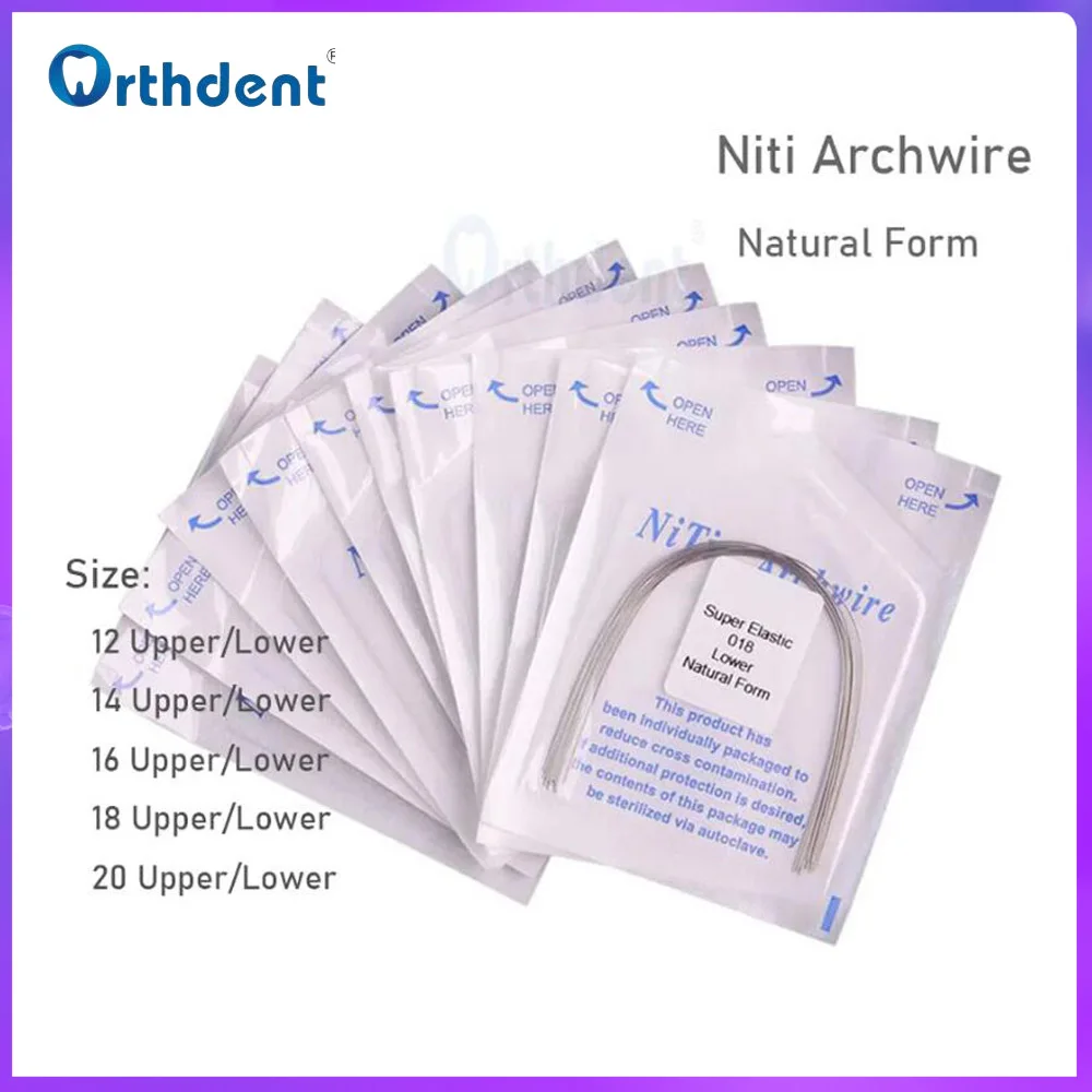 10 Packs Dental Arch Wires Orthodontic Super Elastic NITI Memory Round Archwire Natural Form Lower/Upper 012/014/016/018/020