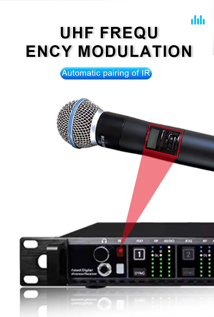 Paulkitson AD4D Digitales drahtloses Mikrofonsystem 1:1 True Diversity Dual-Channel KSM11 KSM9 KSM8 500/600/900 MHz für die Bühne – Detail 5