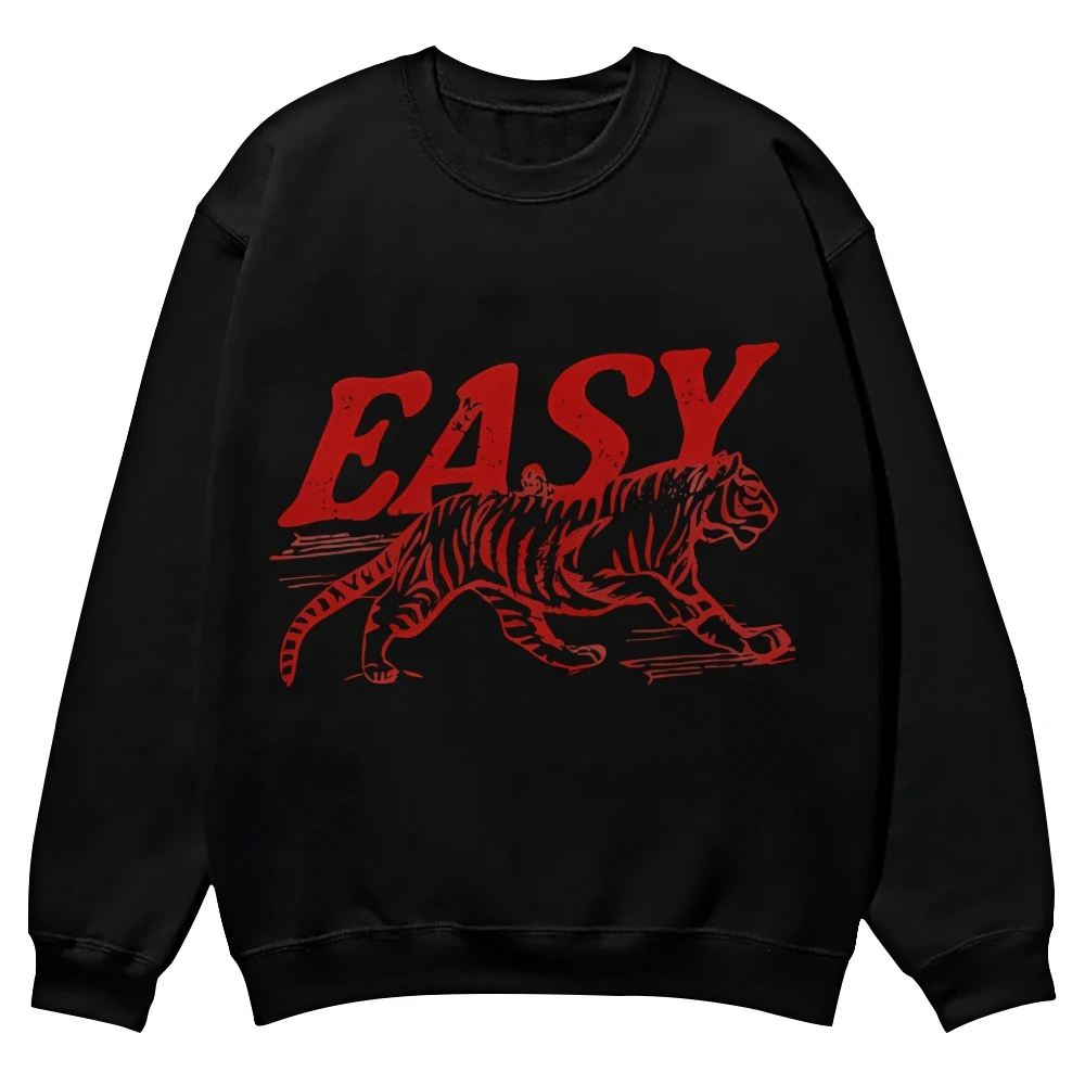 American Style Sweater Hand-Painted Letters Tiger Print Round Neck Shoulder Cotton Retro Designer New Fashion Trend Sweatshirt