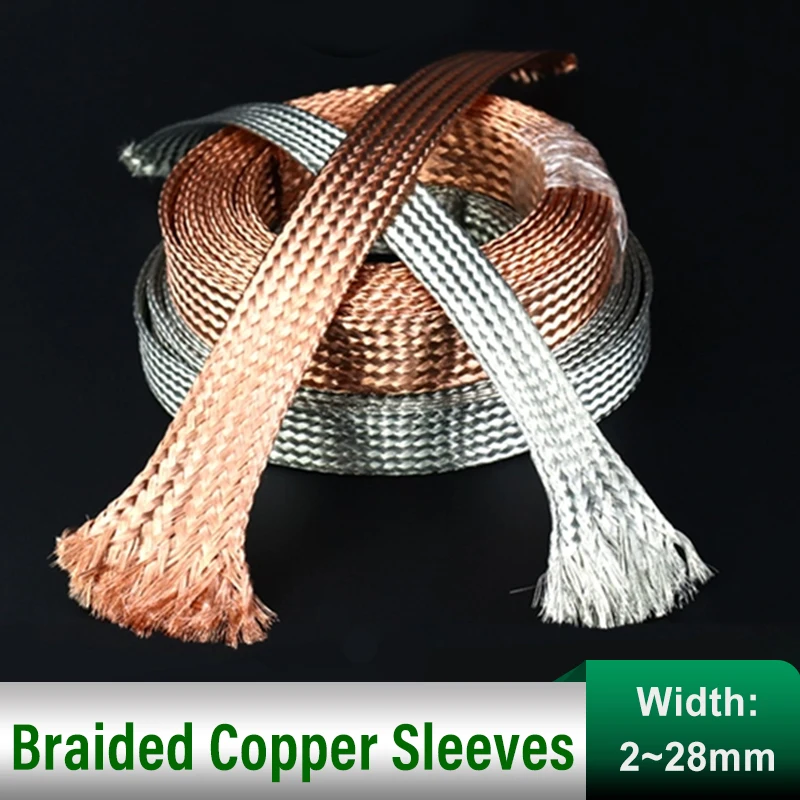 

1~20m Braided Cable Sleeve Electromagnetic Interference Shielding Bare Copper Tubing Extendable Wear-Resistant & Conductive