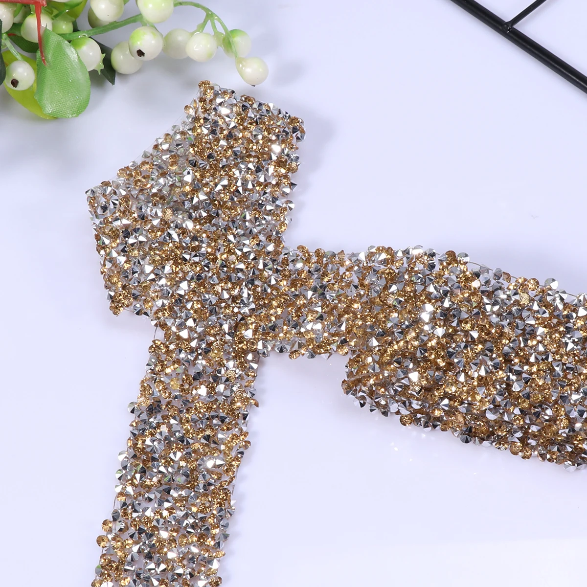 

Adhesive Mesh Drill Patch Diamond Applique Bridal Dress Belt Trim Waist Rhinestone Crystal Ribbon Decorate