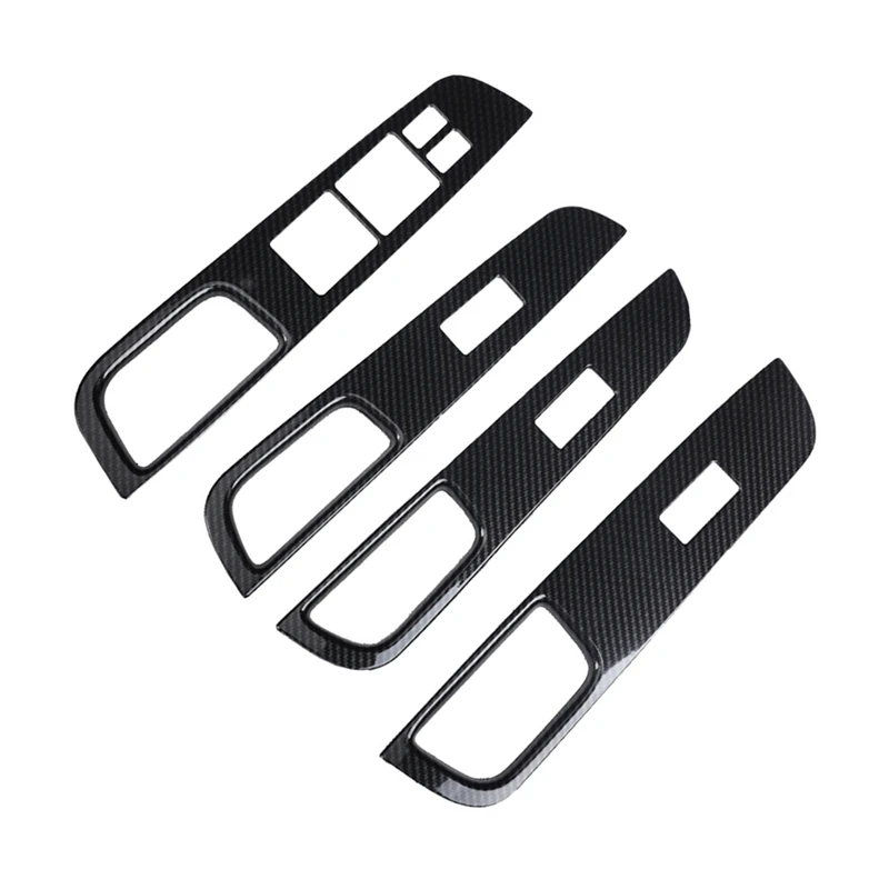 Car Carbon Fiber Window Glass Lift Button Switch Cover Trim Door Armrest Panel For Nissan Tiida RHD 2005-2010