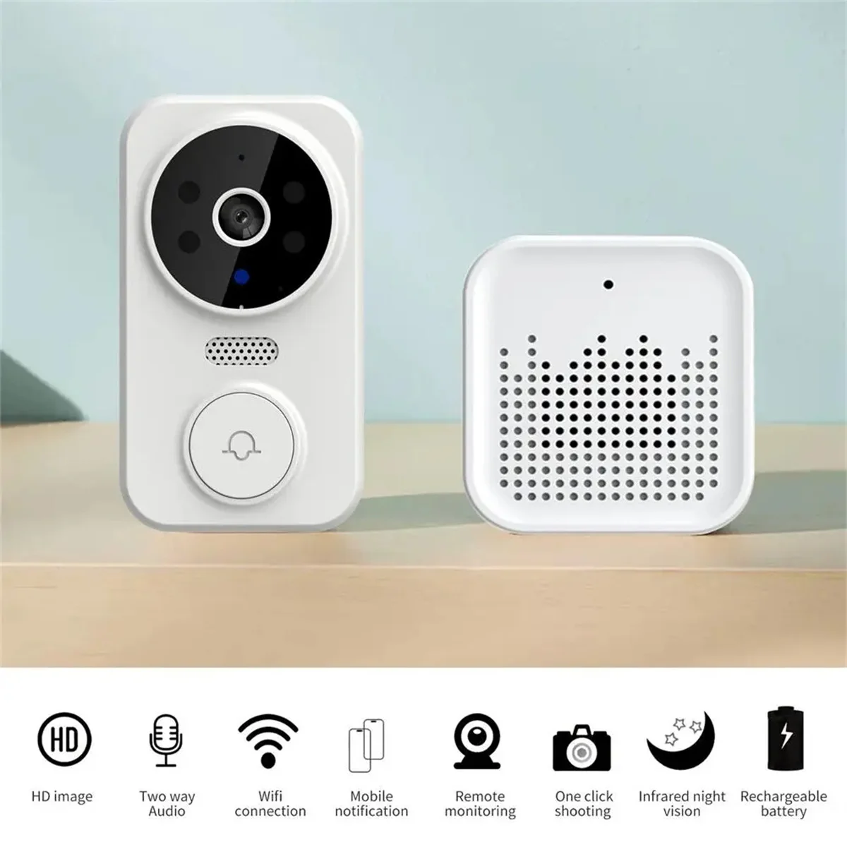 Timbre inalámbrico M8 con cámara 1080 HD, timbre con WiFi, intercomunicador inteligente, Popular, Tuya