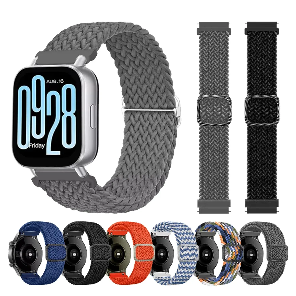 Плетеный ремешок 20 мм 22 мм для Redmi Watch 5 Active/Lite, нейлоновый ремешок для часов HUAWEI GT5 4 3/Amazfit GTR 4 3 pro, браслет, спортивный ремешок