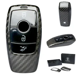 Carbon Fiber Car Remote Key Shell Key Fob Case Housing Replacement For Mercedes Benz W213 E-Class 2017 2018 2019