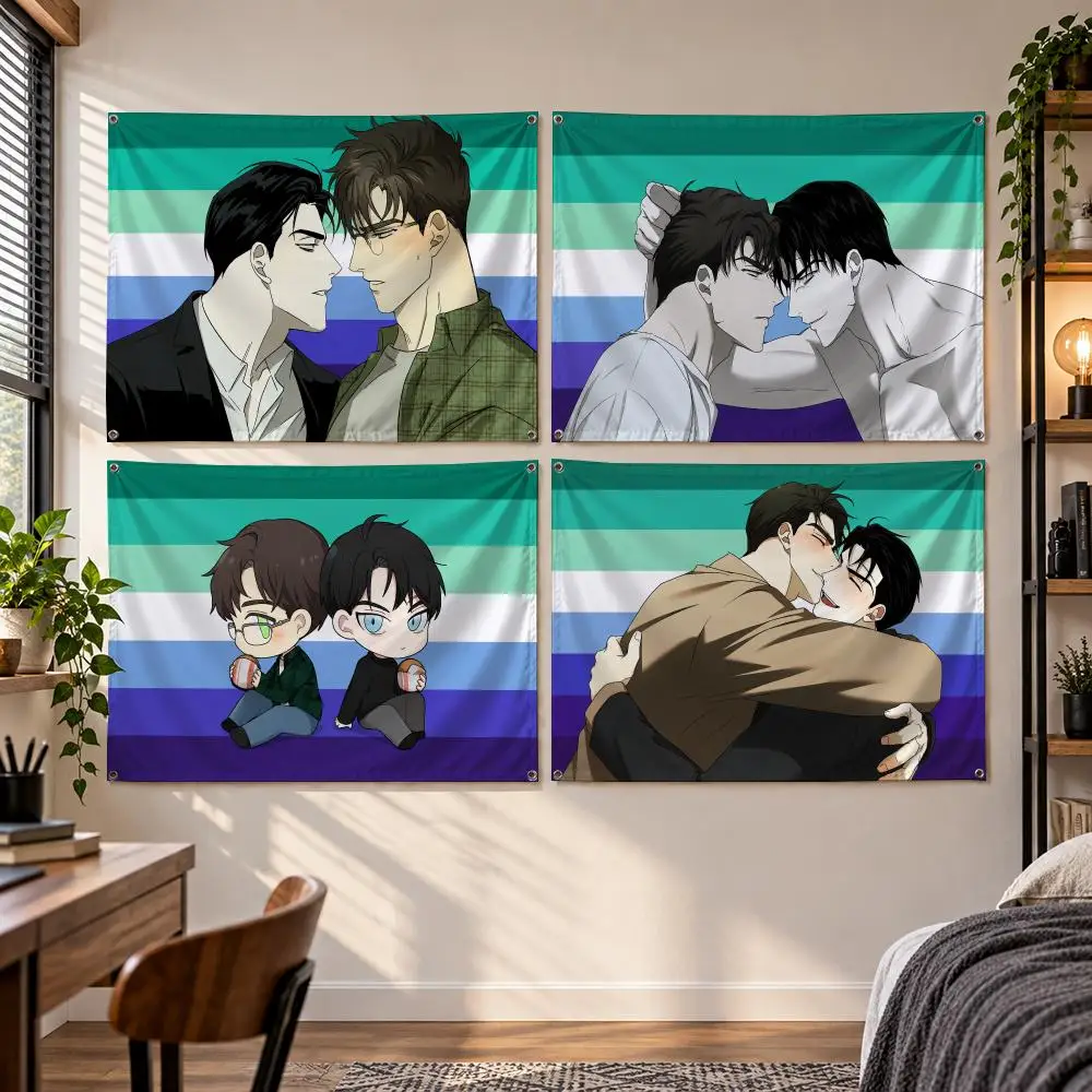 Manhwa Under The Greenlight Mature J-Jin X Matthew Flags Banner Decor for Bedroom,Garden,Party,Club,Gaming Room,Indoor Outdoor