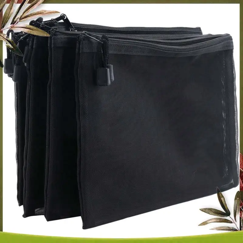 

New-24 Pieces Mesh Bags Black Mesh Zipper Pouch Makeup Bags Cosmetic Travel Organizer Bags Pencil Case