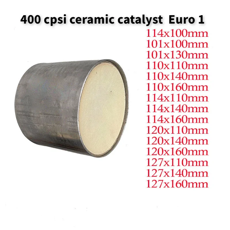 Catalytic Converte EURO 1 400 Cpsi High Flow 101/114/120/127*100 Mm Sport Catalyst Three Way Round Ceramic Substrate Universal