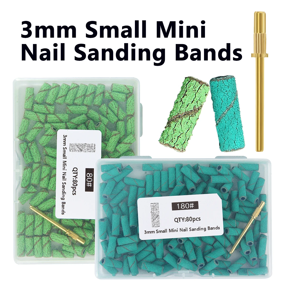 81(80+1)Pcs Professional Nail Drill Sanding Bands, Nail Drill Bits for Manicure and Pedicure Tools, 3mm Small Mini Nail Sanding