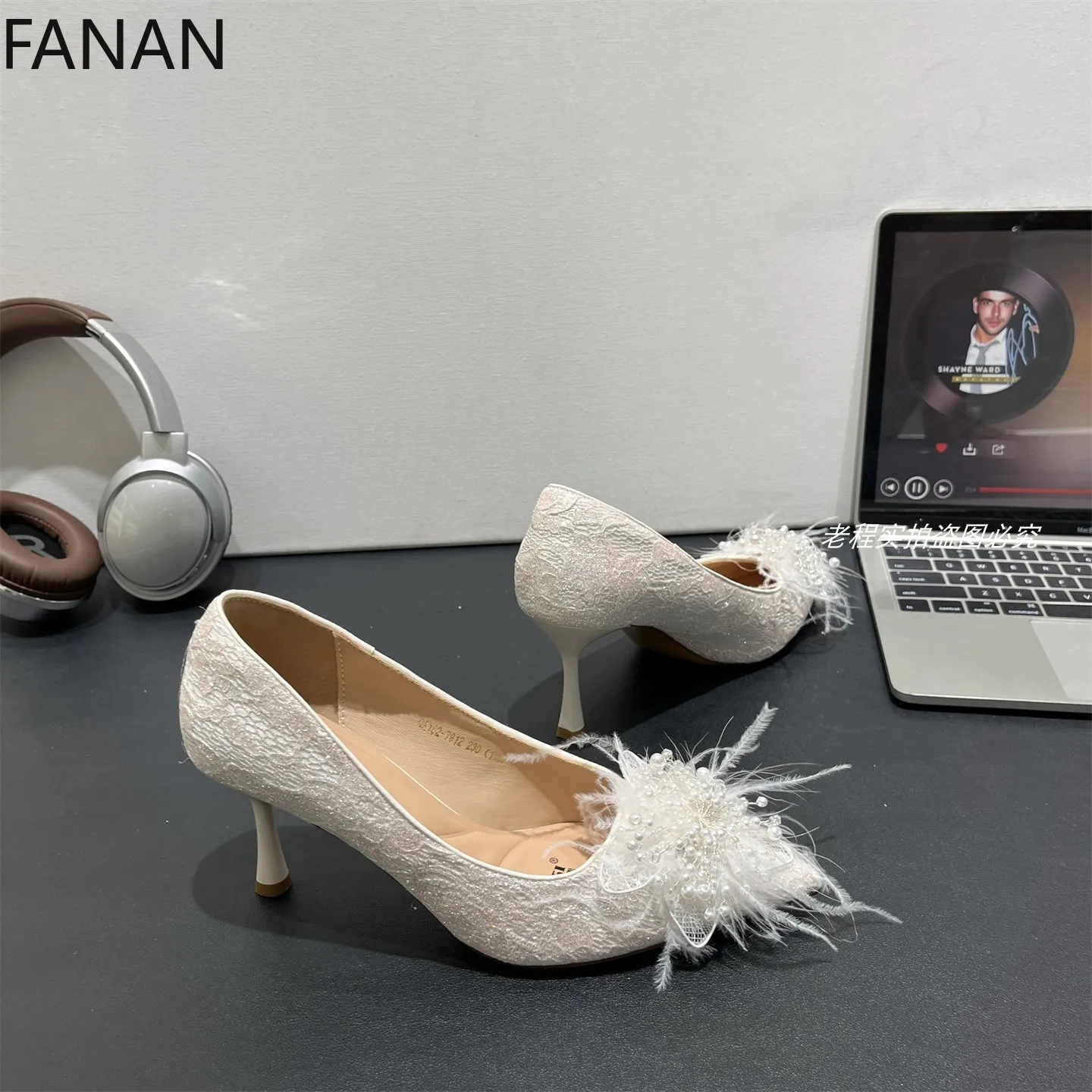أحذية الزفاف ريشة اللؤلؤ عالية الكعب النساء 2025 جديد متقدم التطريز مأدبة العروس المشاركة حذاء مضخات #3