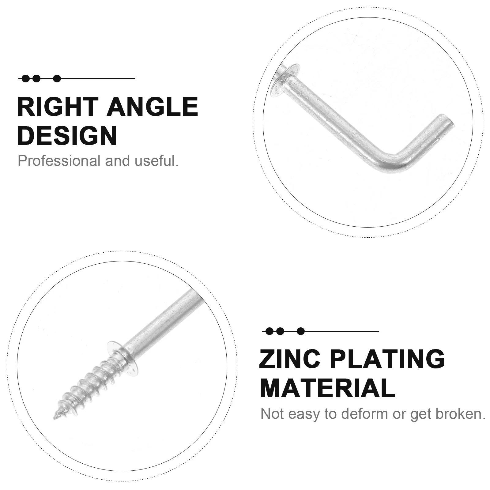 

100 pcs Metal Shape Self-Tapping Screws Zinc Plated Right Angle Wall Hooks For Home Office 7 Shape Small Hanging Hooks