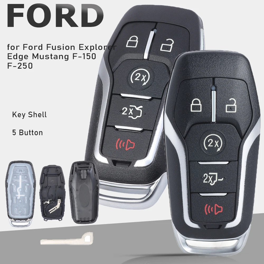 KEYECU 5B Case Smart Remote Car Key Fob Shell Cover for Ford Fusion Explorer Edge Mustang F-150 F-250 for Lincoln MKC MKX MKZ