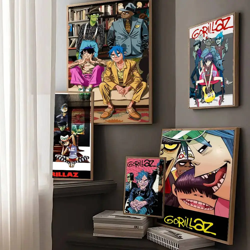 Virtual Rock Band Gorillaz Music Poster And Prints Wall Art Pictures For Modern Bedroom Game Room Home Decor