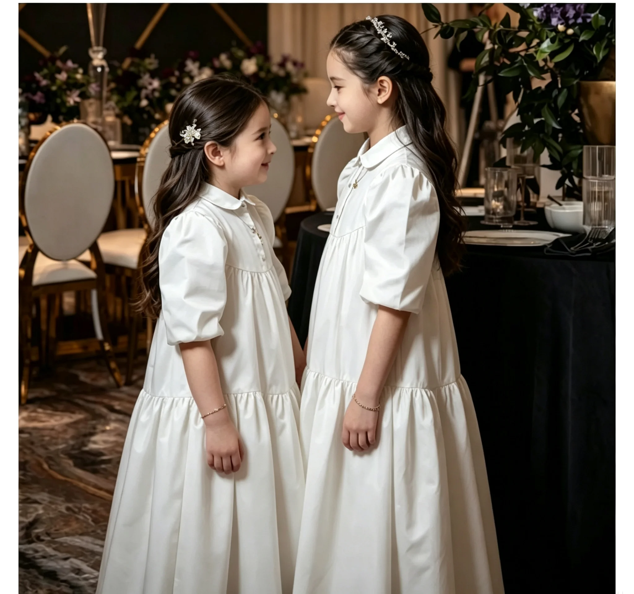 DORIS Custom Flower Girl Dress  Short Sleeve Birthday Party Children's First Communion Ball  Wedding Gown