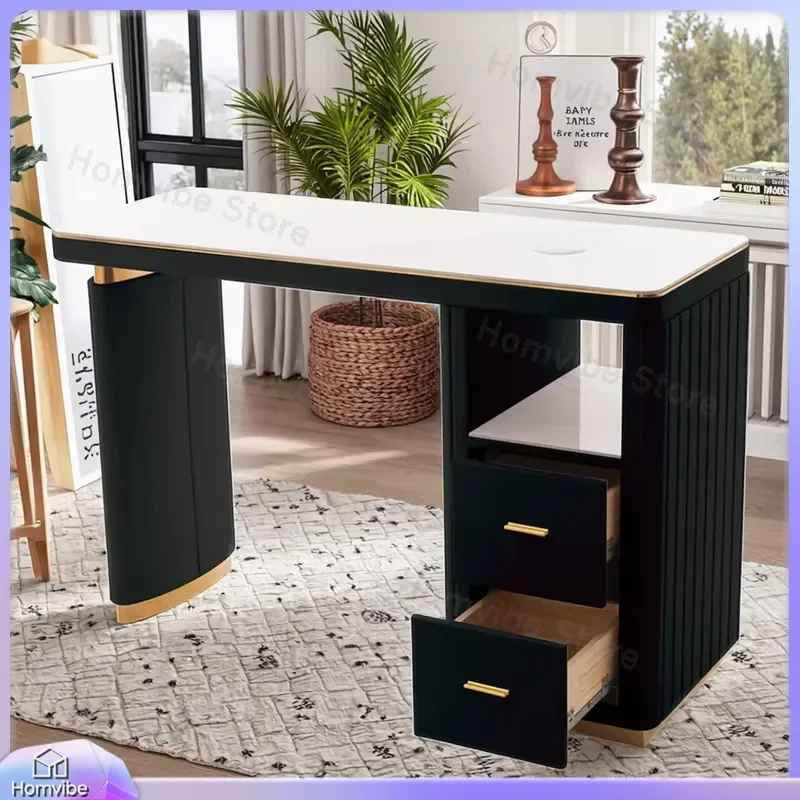 Nail Art Table Salon Furniture Desk with Storage Drawers Wooden MetalStation for Manicure Pedicure Technician