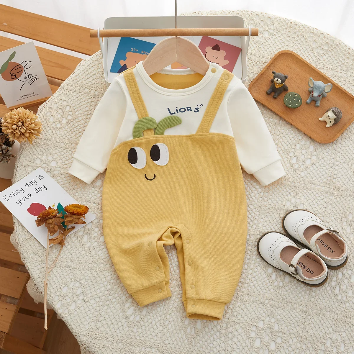 

Baby autumn newborn romper big eyes boys and girls clothes 아기롬퍼 COTTON 0-1Y