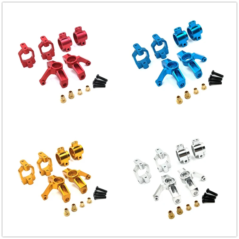 Bloco de direção de metal C-Hubs Conjunto de suporte de cubo traseiro para Wltoys 104072 104001 104002   Peças de atualização de carro RC 1/10