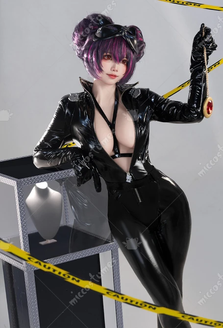 

In Stock Miccostumes Women's Nikke Quency Cosplay Costume Jumpsuit with Mask Belt Halloween Cosplay Costumes