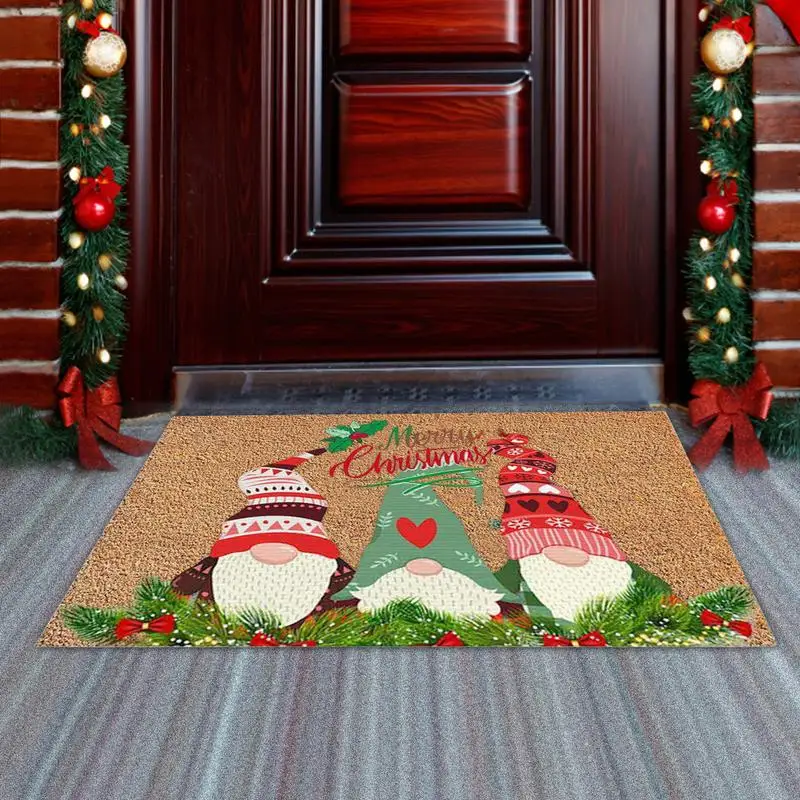 Christmas Welcome Gnome Doormat Front Porch Rugs Welcome Mat Christmas Gnome Door Mat Indoor Outdoor Doormats Entrance Carpet