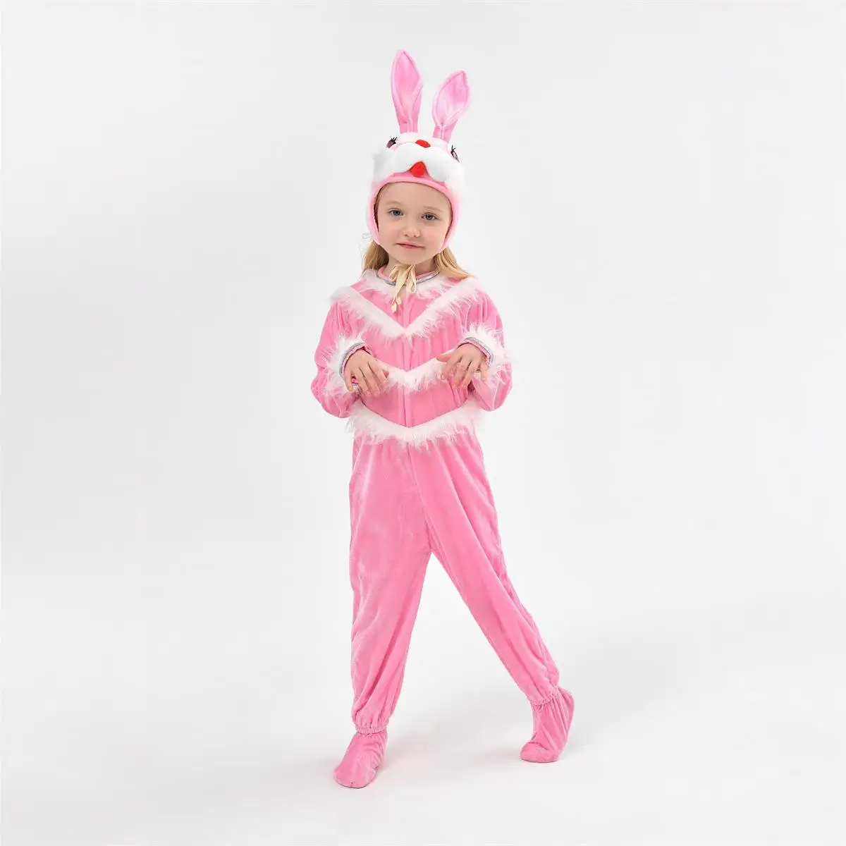 زي أطفال جديد للهالوين على شكل حيوانات، بدلة أداء على شكل أرنب وردي، تصميم كرتوني، زي أرنب أبيض صغير