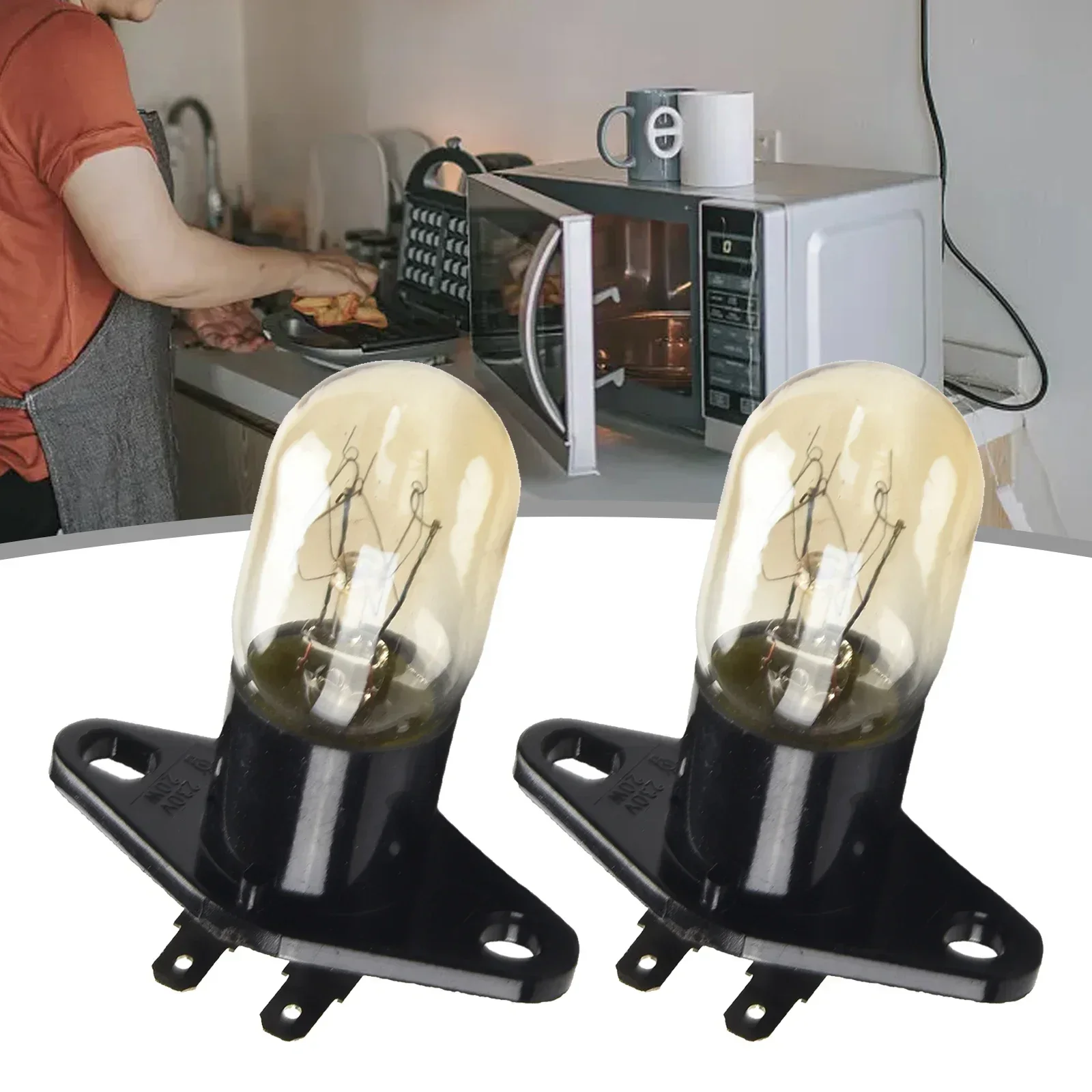 2pcs Microwave Ovens Light Bulb Lamp Globe 250V 2A Fit For Midea Most Brand Home Kitchen Appliance Replacement Accessories