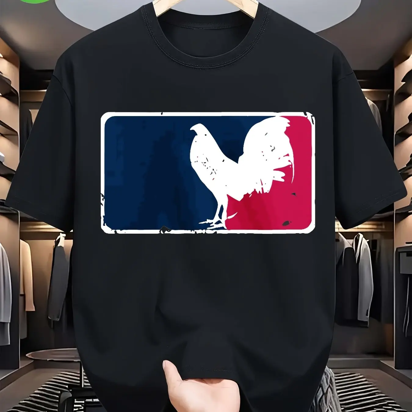 Retro Game Chicken Alliance Style Rooster Pattern T-shirt Suitable for Sports, Leisure Outings, and Holiday Occasions