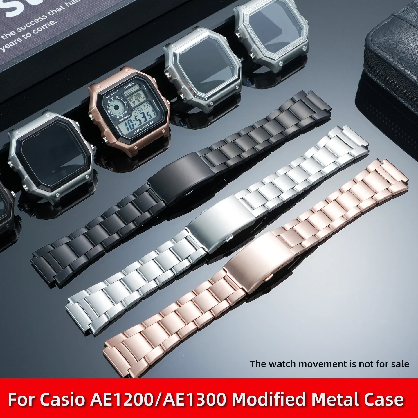 AE1200 Watch Mod Kit For Casio AE-1200WHD AE-1300 Modified Stainless Steel Watch Case Bracelet AE1300 Watch Strap Watchband Men