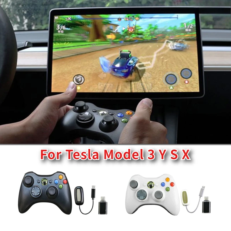 For Tesla Model 3/Y/S/X Wireless Game Handle Screen Controller TV Tablet PC Joystick XBOX 360 Appearance Accessories 2021-2024