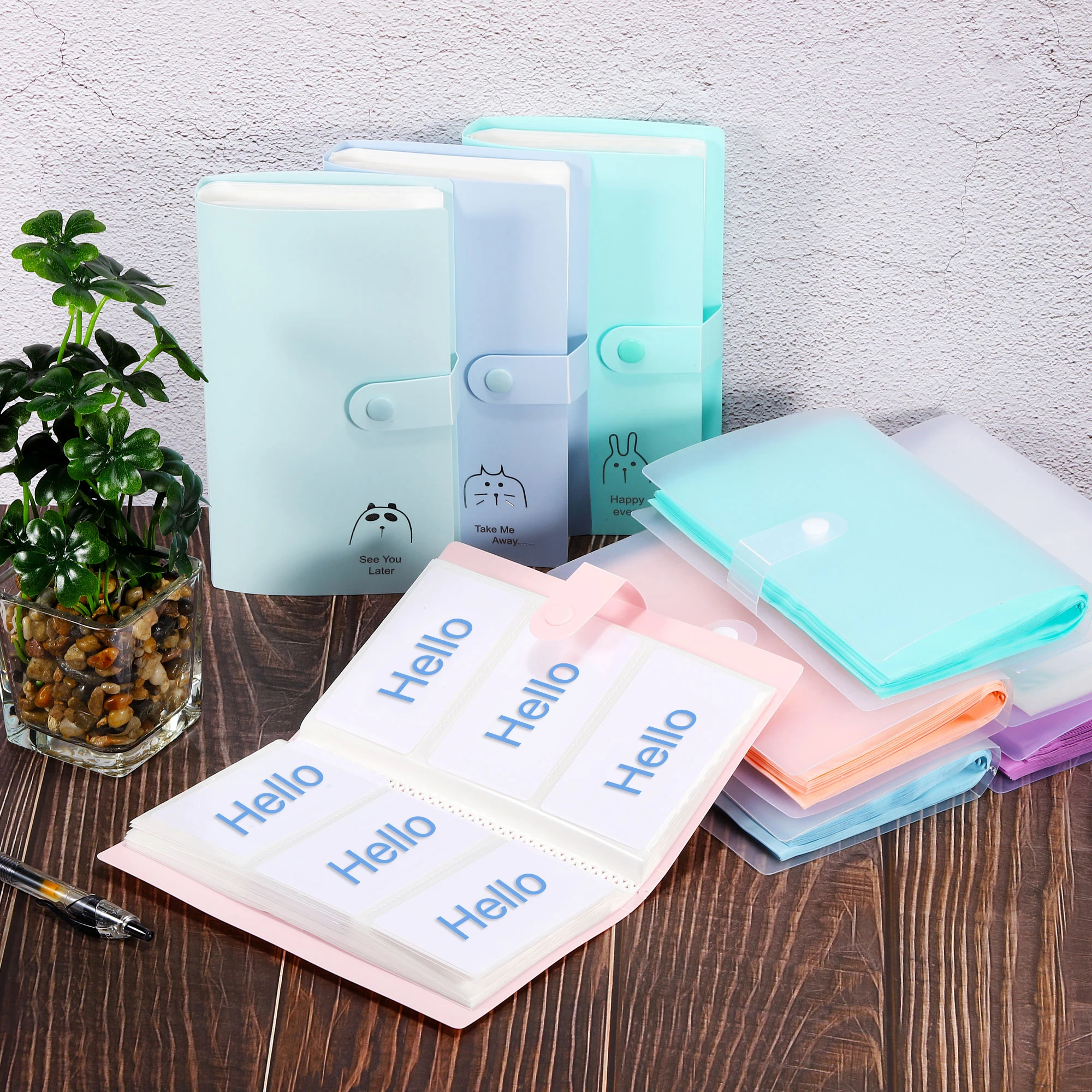 

2Pcs Large Capacity Business Card Holder Plastic Portable Cards Binder Book Name Cards Organizer Case ID Holder for Women Men