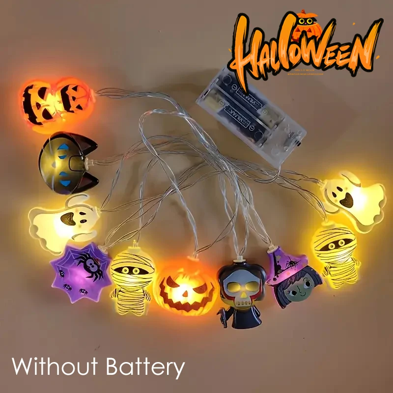سلسلة أضواء LED لشبح الهالوين تعمل بالأسلاك النحاسية لديكور المنزل المسكون مقاومة للماء لحفلات المنزل الداخلي والخارجي