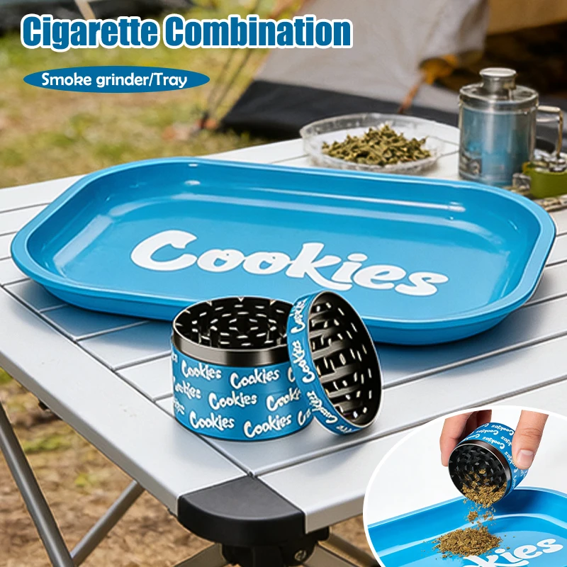 

1/2 шт., синий металлический скалка и измельчитель трав, комбинированный металлический скалка для курения, пепельница для табака, набор для курения сигарет