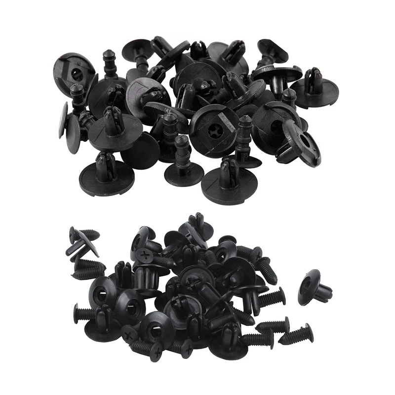 45 Pcs Accessories: 20 Pcs Fender Lock Push Screw Pin Clips & 25 Pcs Push In Bumper Fender Door Rivets Clip 8Mm Hole